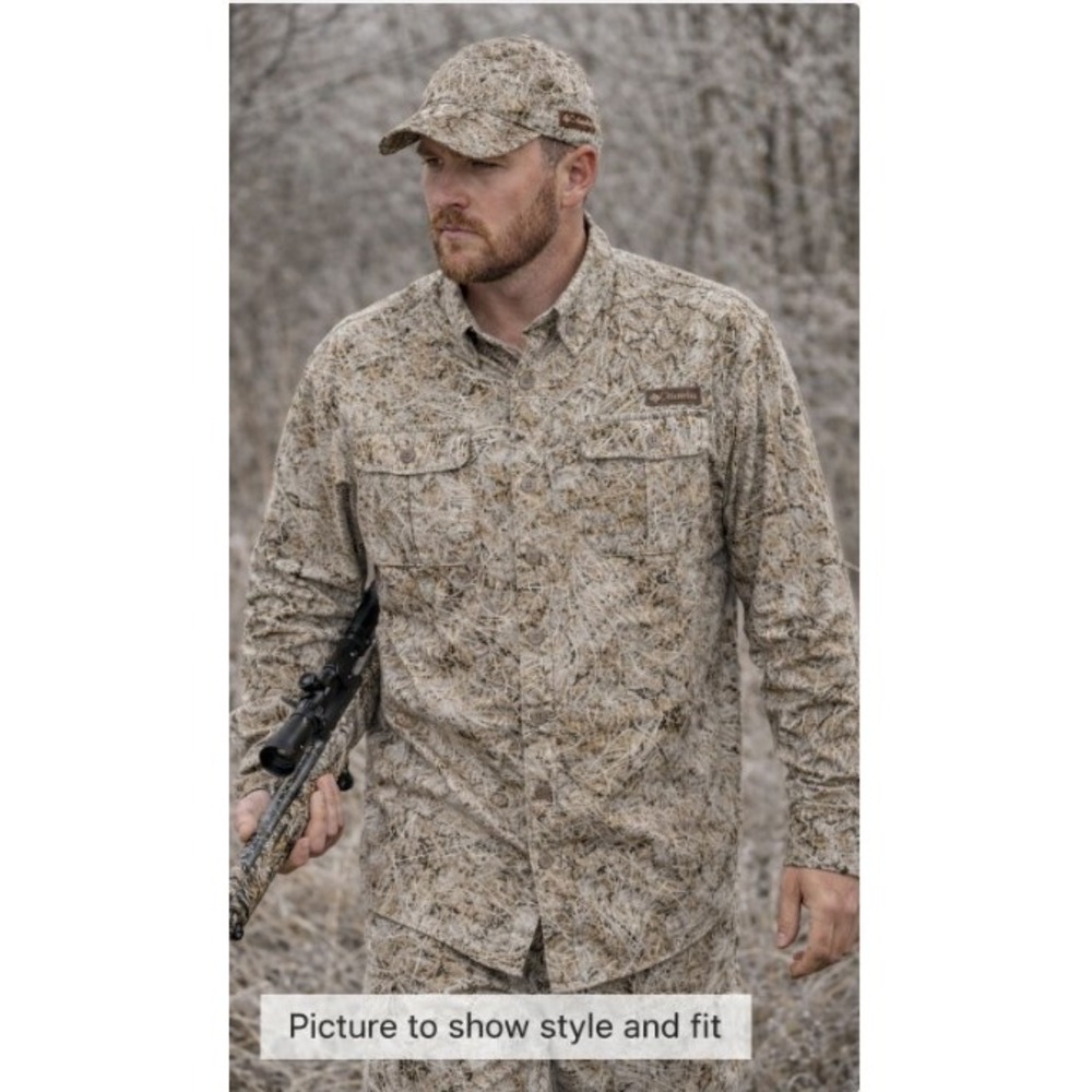 Columbia Sportswear Camo Long Sleeve Button Up Shirt Hunting Fishing Outdoor